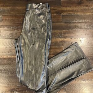 Wild Fable Women Black Faux Leather Flare Pants Size Medium